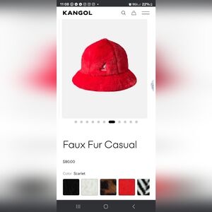 Kangol red faux fur bucket hat sz M